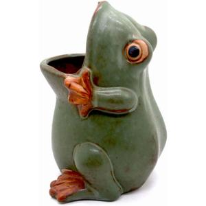 7" Ceramic Frog Shaped Plant Pot/Bonsai Pot/Flower Pot/Succulent Planter/Candy Dish/Pencil Holder Frog Decor Multipurpose Pot Frog Gift Valentines Day Gifts
