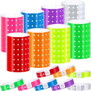 Aodaer 64 Pack Neon Plastic Event Wristbands Vinyl Wristband Colorful Wristbands for Blacklight Party Event Nightclubs Bars Park