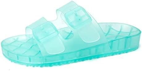 FUNKYMONKEY Women's Comfort Slides Double Buckle Adjustable Plastics Flat Sandals, Size 8