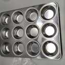 12-Cup Stainless Steel Muffin Pan, Cupcake Pan Metal Muffin Baking Tins for Oven & Dishwasher Safe, Cupcake Pans for Baking Non-toxic & Easy Clean Set of 2