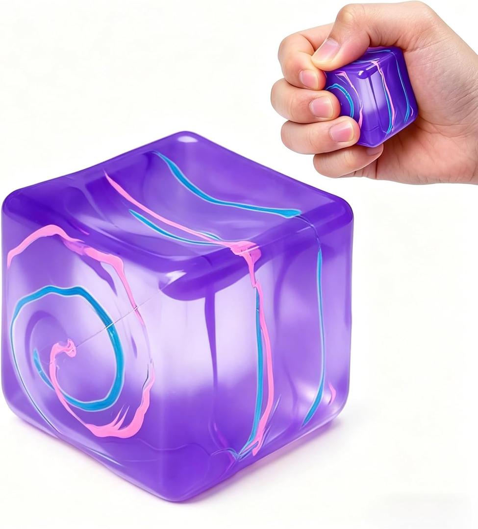1 Pack Fidget Toys Squishy Stress Cube, Stress Balls for Kids Adults Squishies Stress Relief, Ice Sugar Sensory Toys for Kids with Autism, Fidgets for Classroom Prize Toys(Purple,1 Pack)