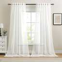 Dreaming Casa White Sheer Curtains 102 Inches Long, Rod Pocket & Back Tab Light Filtering Textured Sheers for Living Room Bedroom, 2 Panels, Each 52" W x 102" L