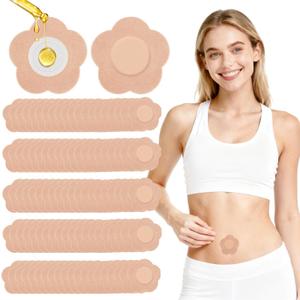 100 PCS Disposable Castor Oil Patches, Upgraded Leak-Proof Self-Adhesive Castor Oil Belly Button Patch, Portable, Suitable for People of All Ages