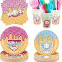 FoldTier 350 Pcs Baseball Ice Cream Dripping Birthday Party Decorations Set Ice Cream Paper Plates Napkins Fork Set Disposable Fairy Tableware Decorations Supplies for Baby Shower Dinner Serves 50