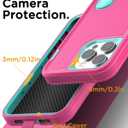 AICase for iPhone 15 Pro Max Case Built-in Stand with Glass Screen Protector,Heavy Duty Drop Protection Full Body Rugged Shockproof Military Protective Tough Durable for iPhone 15 Pro Max 6.7"_5 (Hot Pink/Blue+Glass Protector)