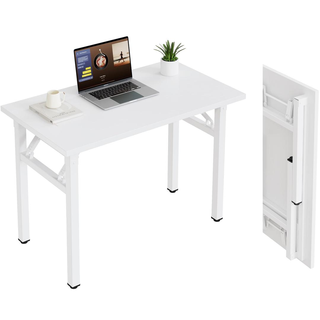 Need Small Folding Computer Desk, 35.8 Inch Writing Table, White