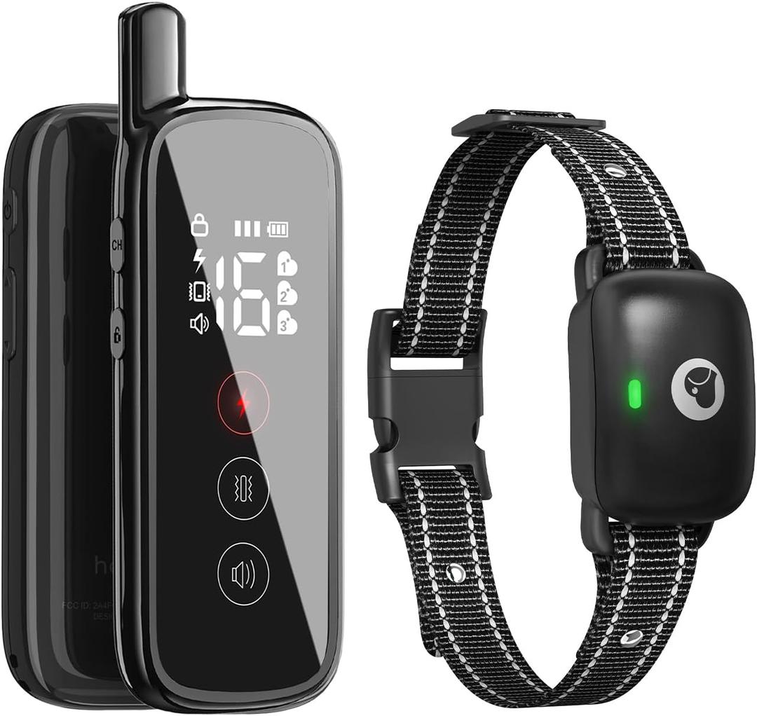 Dog Shock Collar, Dog Training Collar with Remote for Small Medium Large Dogs, Electronic Dog Collar Rechargeable with Shock Mode, 3 Safe Training Modes, Range up to 2600ft Black