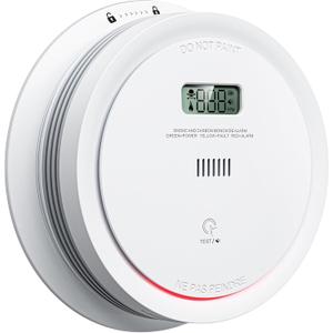 Smoke Detector Carbon Monoxide Detector Combo Battery Powered, 2 in 1 Fire & CO Alarm with LCD Display,Smoke Alarm Co Detector with Test/Silence Button for Home (1pack)