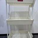 HBTower Utility Rolling Cart 3-Tier, Mobile Utility Cart with Lockable Caster Wheels,Storage Shelves Organizer Cart, 3 Hanging Baskets, Easy Assembly,for Bathroom, Kitchen, Office, Workshop