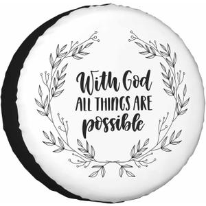 Religious Poster Spare Tire Cover 15 inch Wheel with God Everything is Possible Protectors Weatherproof Universal for Trailer Tire Cover Rv SUV Truck Camper Travel Trailer