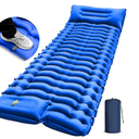 Camping Sleeping Pad, Ultralight Camping Mat with Pillow, Built-in Foot Pump Inflatable Sleeping Pads Compact for Camping Backpacking Hiking Traveling Tent,Single, Blue
