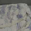 Rustic Tablecloth Classic French Village Printed Linen Fabric Table Cover Farmhouse Decoration 60 Inches Round Blue for Kitchen Dining