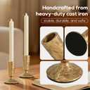 Handcrafted Antique Brass Taper Candle Holders Set of 2 Cast Iron Candlesticks for Weddings Dining Table Centerpiece Parties Timeless Vintage Home Decor