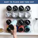 LARGER Compartment - 4 Tier Stackable Water Bottle Organizer Holder - for Stanley 40oz & Others' Large Tumbler - Clear Wine Rack, 16 Cup Bottle Holder for Cabinet Home Countertop Fridge Pantry Shelf