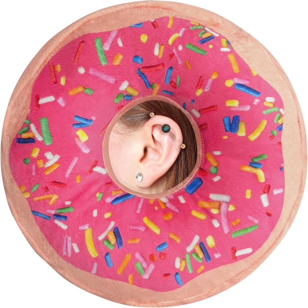 Ear Piercing Pillow for Side Sleepers Pillows with Holes for Ear Pain,Donut Pillow for Ear Side Sleeping Pillow for Adults CNH Ear Pain Relief Pressure Sores Ear Pillow with Hole in Center (One Size)