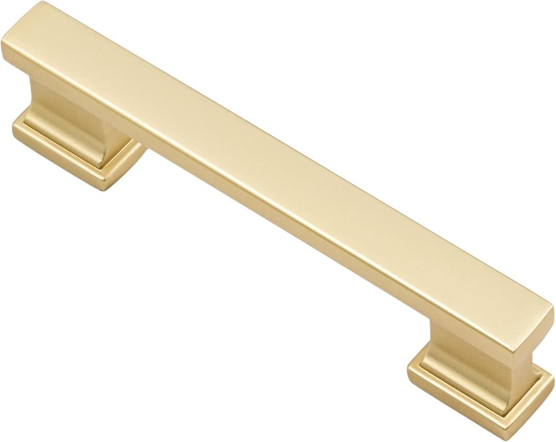 Alzassbg 15 Pack Brushed Gold Cabinet Pulls, 3-3/4 Inch(96mm) Hole Centers Kitchen Cabinet Handles for Cabinets and Drawers AL3061MGP