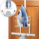 ORLESS Over The Door/Wall Mount Ironing Board Hanger, Laundry Room Iron and Ironing Board Caddy Storage Holder (White)