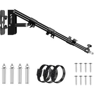 Professional Ring Light Wall Mount, 44.5" Adjustable Boom Arm Stand for Photography Lighting Studio, Triangle Camera Wall Mounting with Heavy-Duty 3kg Capacity, Ideal for Salon, Tattoo & Barber Shop