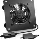 USB Cabinet 80mm Quiet Cooling Fan System with Speed Control, Metal 4" USB Powered AV Cabinet Fan for Home Theater, Game Console, Network Cabinet, Silent Operation (1PCS)