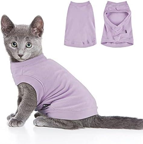 Soft Fleece Dog Sweatshirt - Warm Dog Sweaters for Small Medium Dogs Cats Cold Weather - Cat Sweater Pullover Stretchy Hoodie Easy On - Comfortable Dog Winter Clothes Pet Sweaters Vest for Doggie S Light Purple
