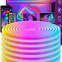 100Ft Neon Rope Lights, Flexible Led Rope Lights Control with App/ Remote, Multiple Modes Rope Lights, IP65 Outdoor RGB Led Neon Lights Waterproof, Music Sync Gaming Led Neon Light Strip for Bedroom Decor