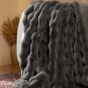 Ultra Soft Cozy Faux Fur Throw Blanket-Fuzzy Plush Thick Bubble Blanket, Fluffy Blanket for Couch, Sofa, Bedroom, and Living Room, 50x60 Inches, Dark Grey Taupe