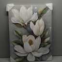 DRLWGTY White Flower Canvas Wall Art, Botanical Framed Wall Decor Aesthetic with Handmade Yellow Crystal Accents, Ready to Hang for Bedroom, Bathroom, and Living Room (Flower A, 24*32 in, Wrapped Canvas)