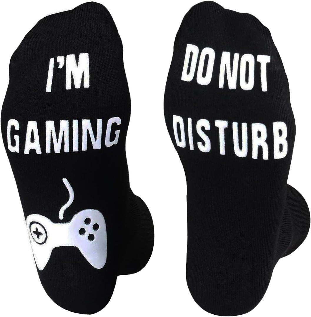2 x xywlwoer Funny Gaming Socks Easter Basket Stuffers for Teens Boys Kids-Valentines Day Gifts for Him Men Husband Dad Adults (Black)