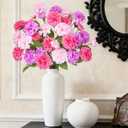 Artificial Flowers for Vase,12 Bunches Fake 27.5 Long Stems Silk Pompon Dahlia For Indoor Outdoors Home Decor, Front Door Porches Yard Patio Garden Planters - [4 Purple + 4 Rose Red + 4 Pink ]