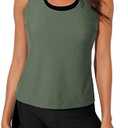 Aleumdr Womens Athletic 3 Piece Tankini Swimsuits with Swim Tank Tops with Sports Bra and Boyshorts Bathing Suits M