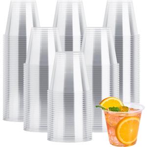 JOLLY CHEF 300 Pack Clear Plastic Cups, 9 oz Crystal Clear PET Party Cups, Classic Clear Disposable Wine Cups for Wedding, Thanksgiving, Birthday, Halloween, Christmas Party, 9oz-300count