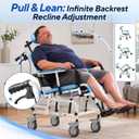 Reclining Shower Wheelchair with Commode Bucket