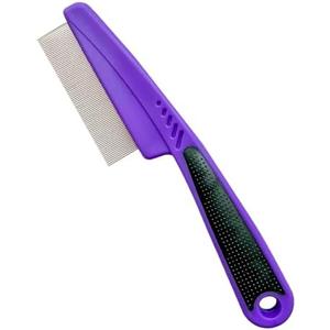 Yumflan Flea Comb with Rubber Handle, Flea and Tick Combs for Dogs & Cats, Fine Tooth Dog Comb for Grooming (Purple)