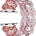 VIQIV Bling Bands Compatible with Apple Watch Ultra Band 38mm 40mm 41mm 42mm 44mm 45mm 49mm Iwatch Series SE 9 8 7 6 5 4 3 2 1, Diamond Rhinestone Stainless Steel Metal Bracelet Wristband Strap for
