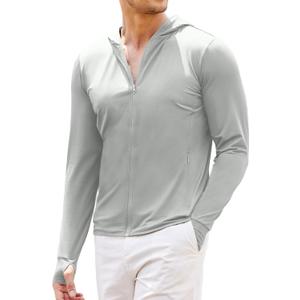 COOFANDY Full-Zip Men's Lightweight Hoodie UPF 50 - Breathable Sun Protection Jacket with Pockets for Golf, Fishing, Hiking (Gray, M)