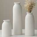 10.6 inches Tall Decorative Ceramic Vase Set, 3 Pieces, Nordic Modern Boho Style, White, for Home Decor (White)