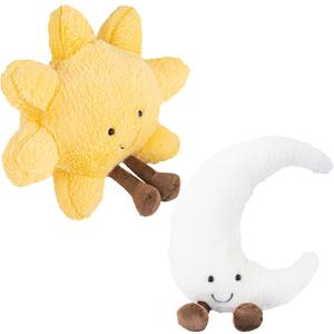 Sun and Moon Plush, Smiling Fun Filled Sun Pillow, 12" Moon and Sunshine Animal Pillow Soft Plush Toy for Children's Birthday Gift (2PCS)