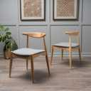 Christopher Knight Home Francie Fabric with Oak Finish Dining Chairs, 2-Pcs Set, Grey / Oak