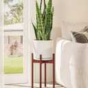 GENTINGBRO Adjustable Plant Stand Indoor, Bamboo Plant Stand Fits 8 9 10 11 12 Inches, Small Corner Planter Holder for Indoor Plants, Single Floor Plant Stands for Living Room Balcony, Reddish Brown Tall