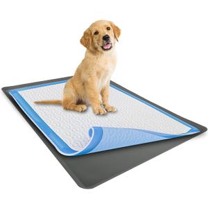 TidyFriend Dog Pee Pad Holder Tray Fits for 28 x 30 Wee Wee Pee Pads - Stable Grip, Raised Edges, Quick-Wipe Silicone Surface Dog Potty Tray Holder for Indoor Flooring Protection (Grey) 