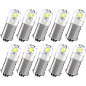 Serundo Auto BA9S Led Car Bulb BA9 1895 1891 53 57 Led Car Bulb, 2SMD 3030Chips 6000K White 47830 64111 3893 LED Car Bulb for Car Interior Dome Map License Plate Glove Box Light etc, Pack of 9pcs