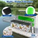 Pond Waterfall with Filter and Pump Kit, 304 Stainless Steel Waterfall Box for Ponds, 11.8in Spillway, 800 GPH Submersible Pump, 9.8' Hose, Sponge Filter, for Garden Pond, Water Feature, Aquaponics