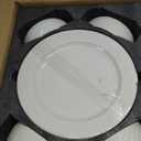 4 Different Embossed Ceramic Dinnerware Set for 4 - Arctic White Vintage Plates & Bowls Set 12 Piece - Microwave & Dishwasher Safe Porcelain Chip Resistant Handmade Dishware Set Kitchen Gift