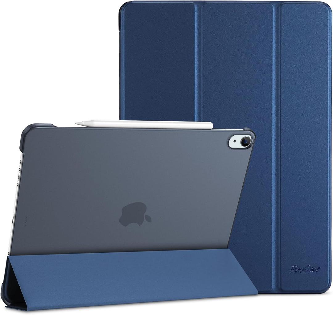 ProCase for iPad Air 13 Inch Case M4/M3/M2(2026/2025/2024), Slim Smart Cover iPad 13 Air M4 M3 M2 Case with Translucent Hard Shell Back, Supports Touch ID, Auto Wake/Sleep -Navy