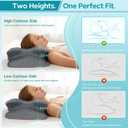 Cervical Neck Pillow for Sleeping, Ergonomic Memory Foam Pillow for Neck Pain Relief, Dual Height Contour Support for Side and Back Sleepers, Cooling Breathable Pillowcase, Grey, 23.6*15*5.5