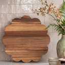 Hushee Acacia Wood Scalloped Cutting Board 11.8 Inch Round Decorative Cutting Boards Wooden Display Plate for Meat Cheese Bread Vegetables Fruits Serving Butcher Block Supplies