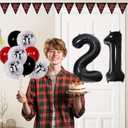 21th Birthday Decorations for Him Her, Red Black Happy 21st Birthday Decorations for Men Women, Boys 21st Bday Door Banner, Triangle Flag, Large 21 Balloons Decor for 21 Year Old Party