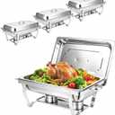9QT Rectangular Chafing Dishes for Buffet, Chafers and Buffet Warmers Sets | 4 Pack Stainless Steel Food Warmers with Lids and Pans, Buffet Servers and Warmers for Party & Catering, Silver, Rectangular, 4
