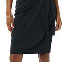 Amazon Essentials Women's Cap Sleeve Boat-Neck Faux Wrap Dress (Black)