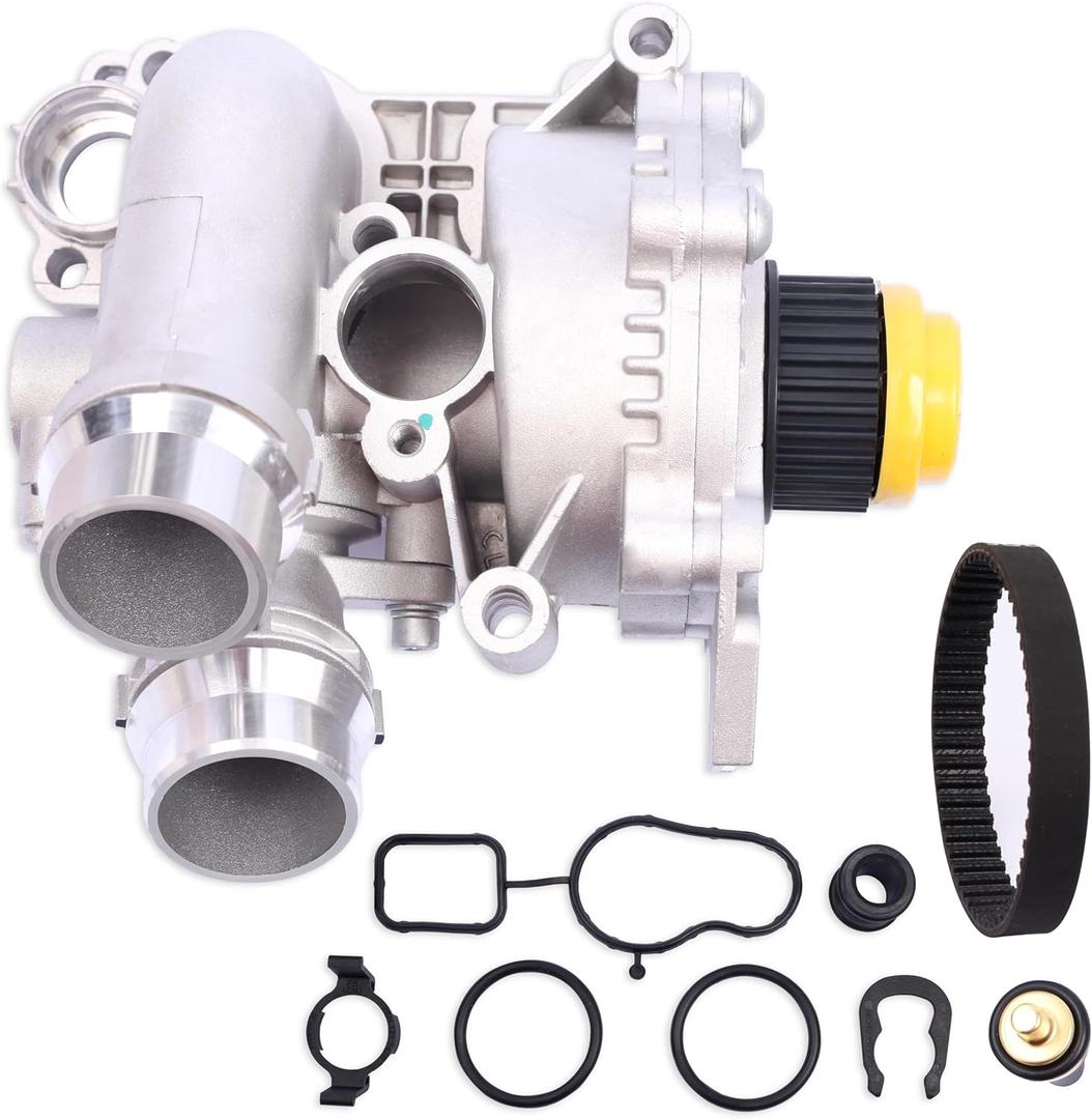 Aluminum Water Pump Kit Compatible with Audi A3 A4 A5 A6 Q3 Q5 TT A4 Allroad & VW Passat Jetta Golf CC T-iguan GTI Eos Beetle 2.0T TSI EngineOE 1312460 06H121026DR 06H121026AF 06J121026R Set of 9